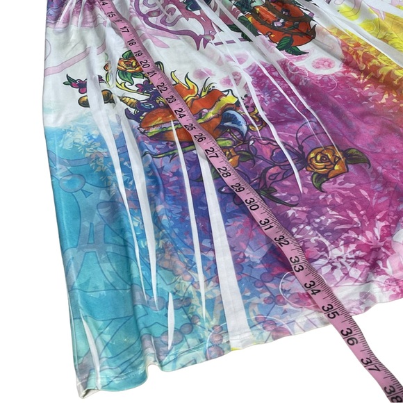 Press Apperal size large rainbow tie dye Ed Hardy style sparkly slinky dress EUC - Picture 10 of 12